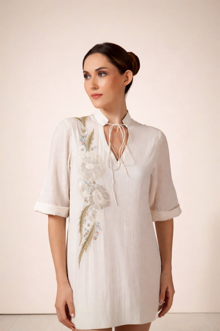Ivory Tier Dress Enhance With Embroidery