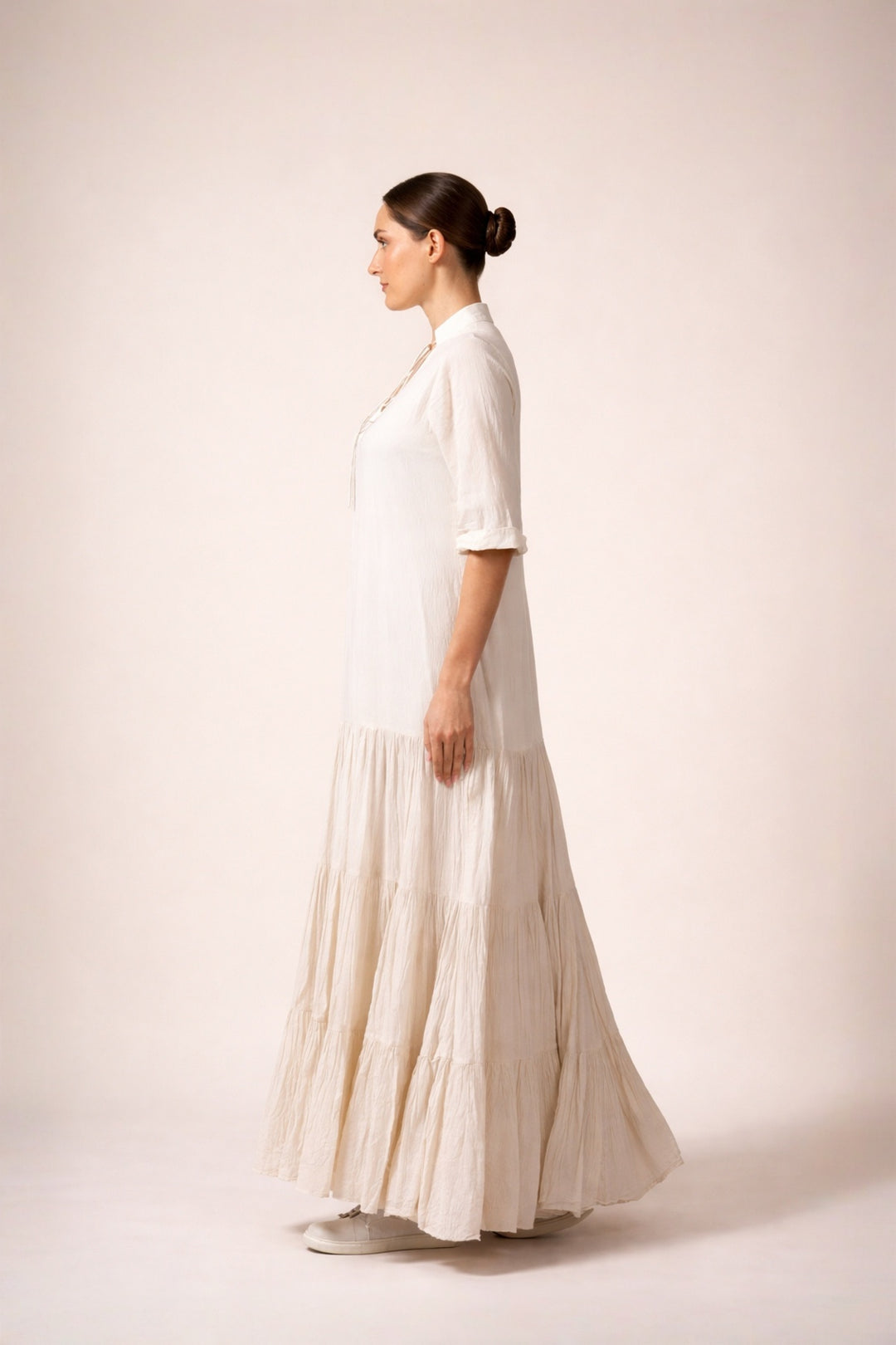 Ivory Tier Dress Enhance With Embroidery