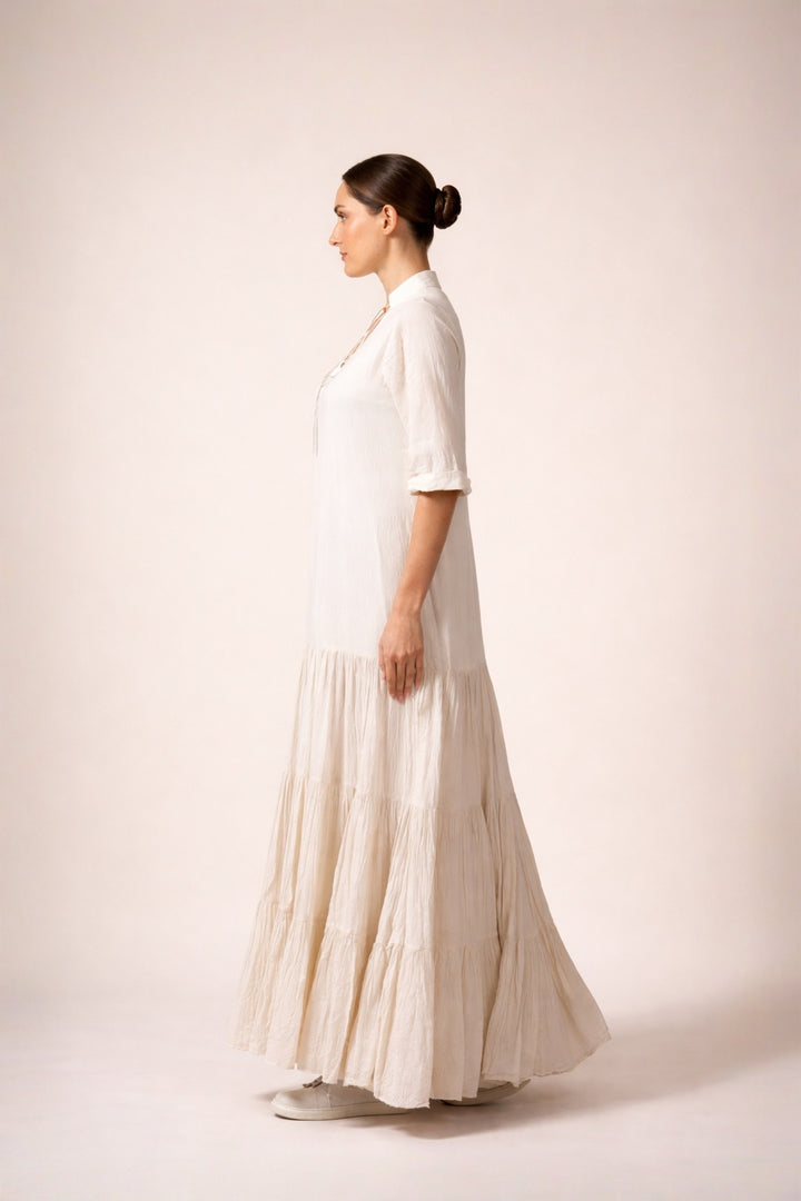 Ivory Tier Dress Enhance With Embroidery