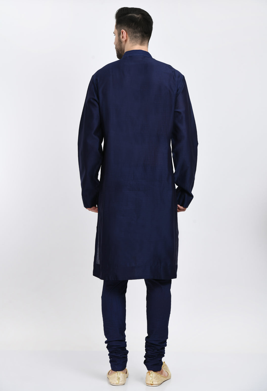 Navy Blue Cotton Silk Kurta Set