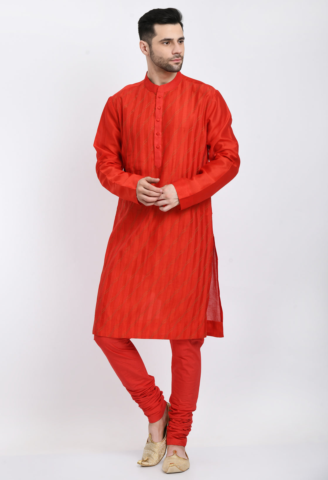 Crimson Pintucked Kurta Set