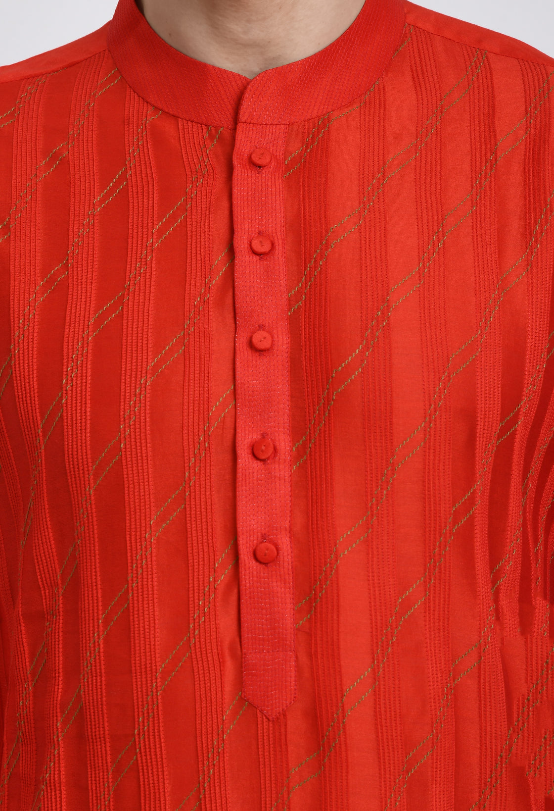 Crimson Pintucked Kurta Set