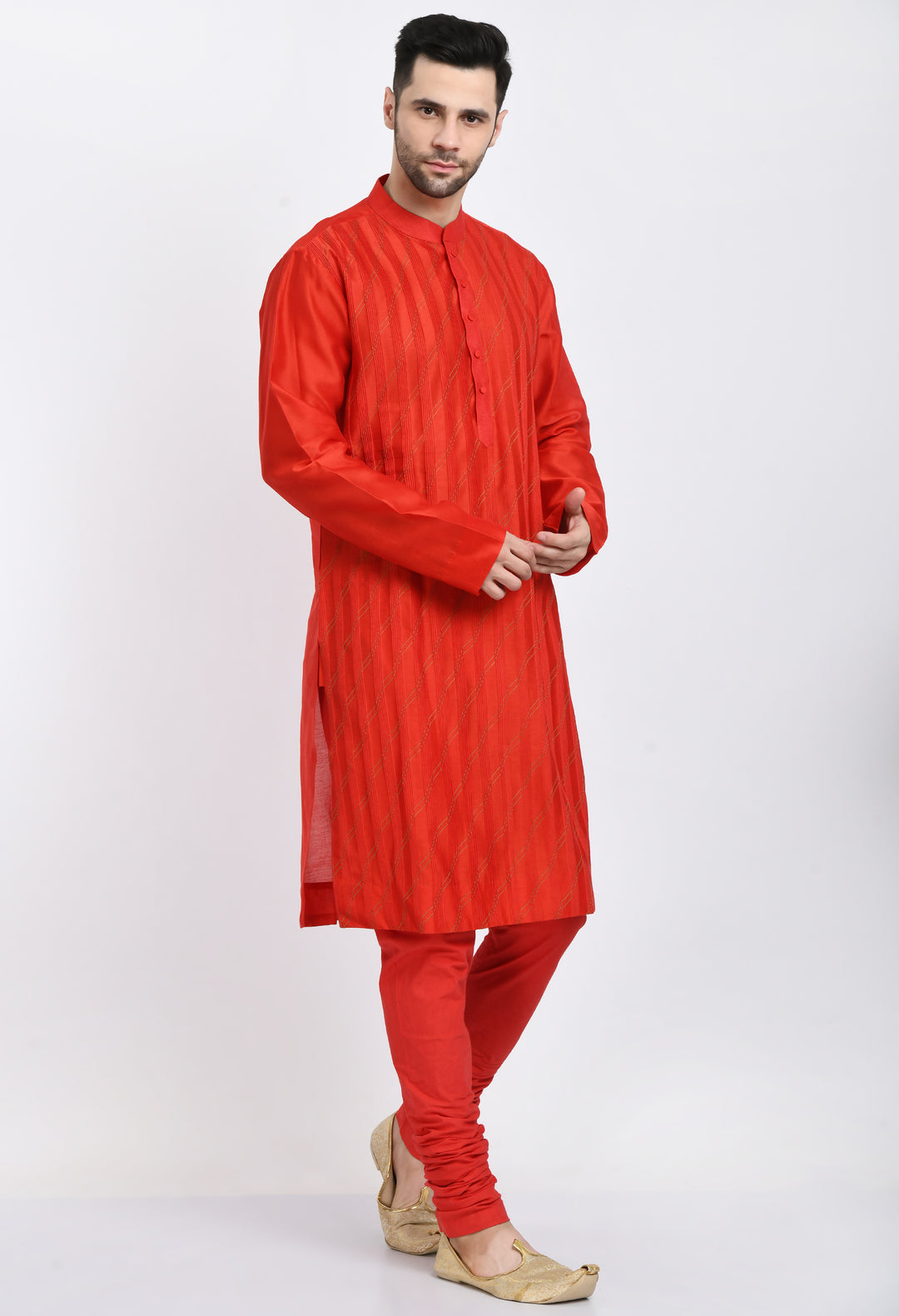 Crimson Pintucked Kurta Set