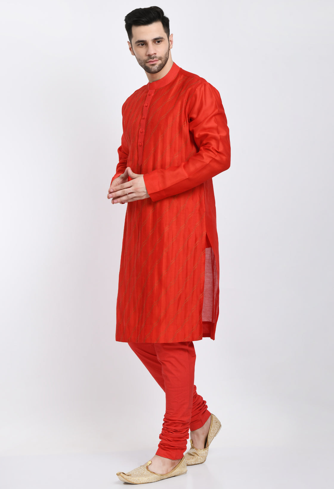 Crimson Pintucked Kurta Set