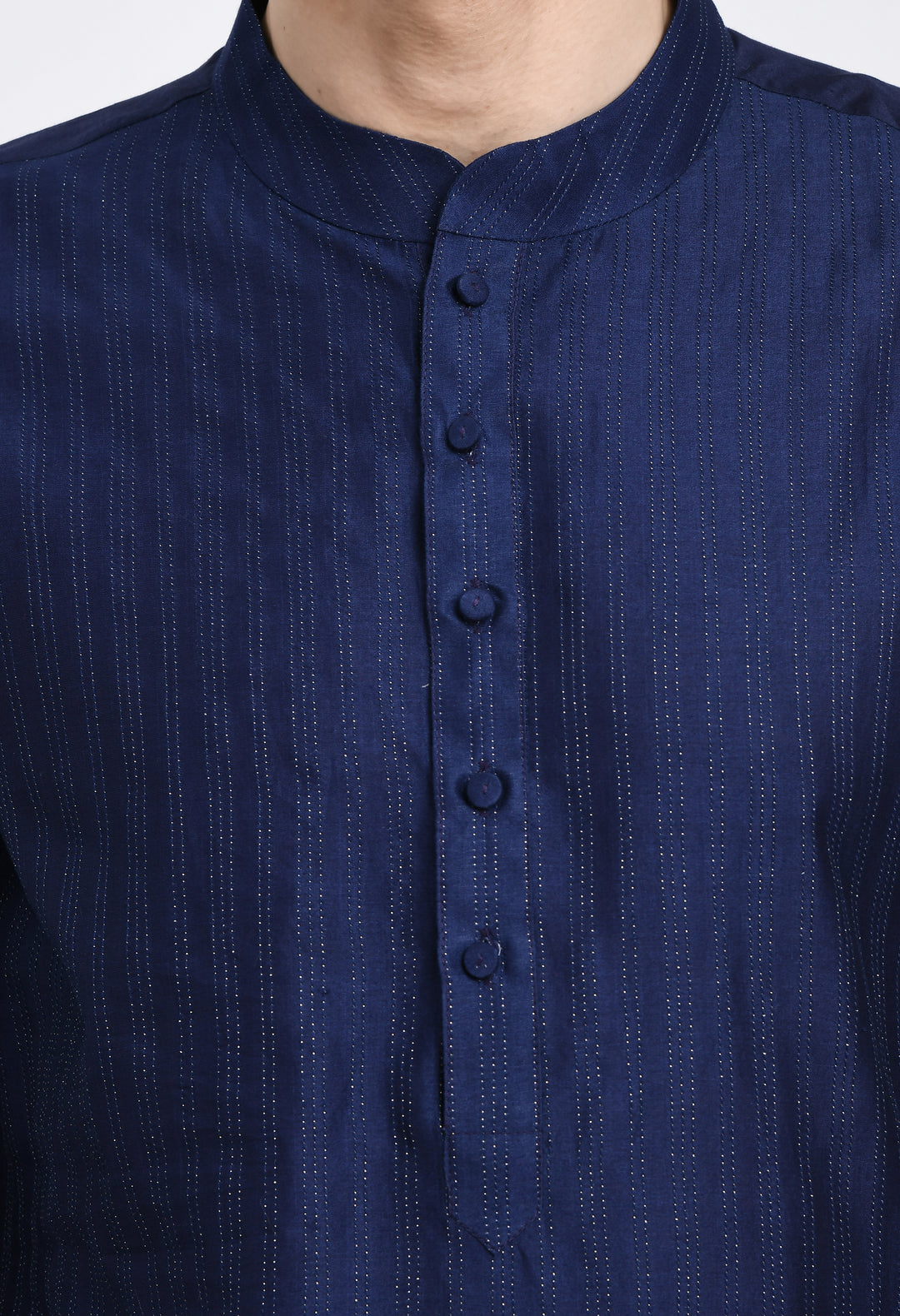 Navy Blue Cotton Silk Kurta Set