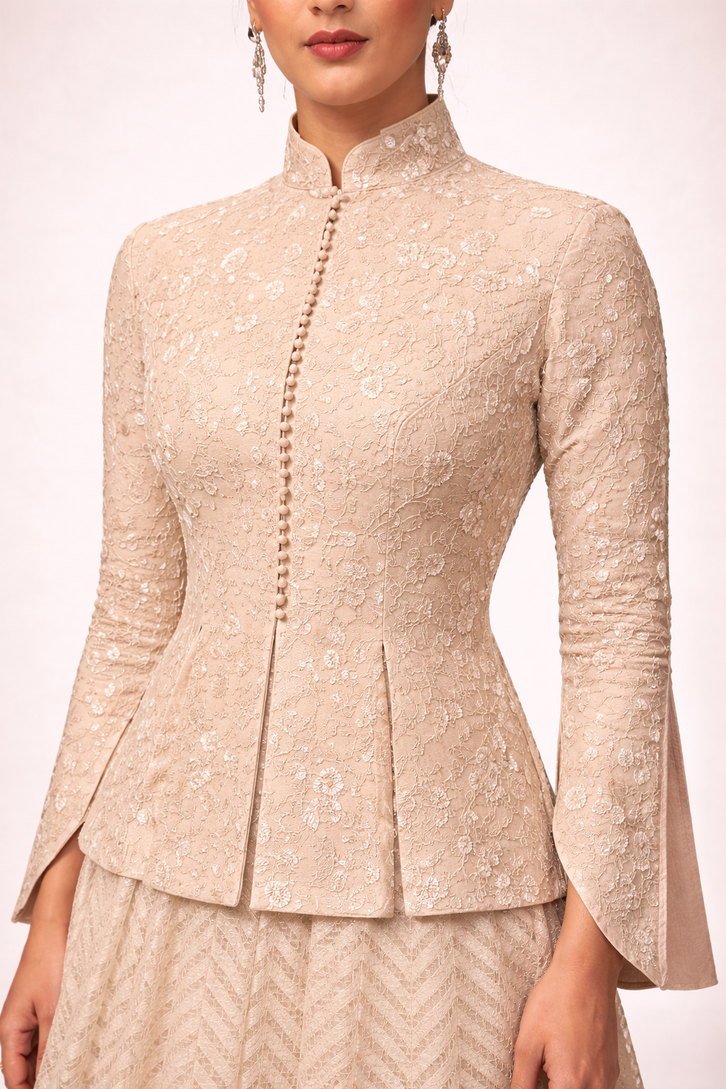 Elegant Ivory Cotton Silk Dress