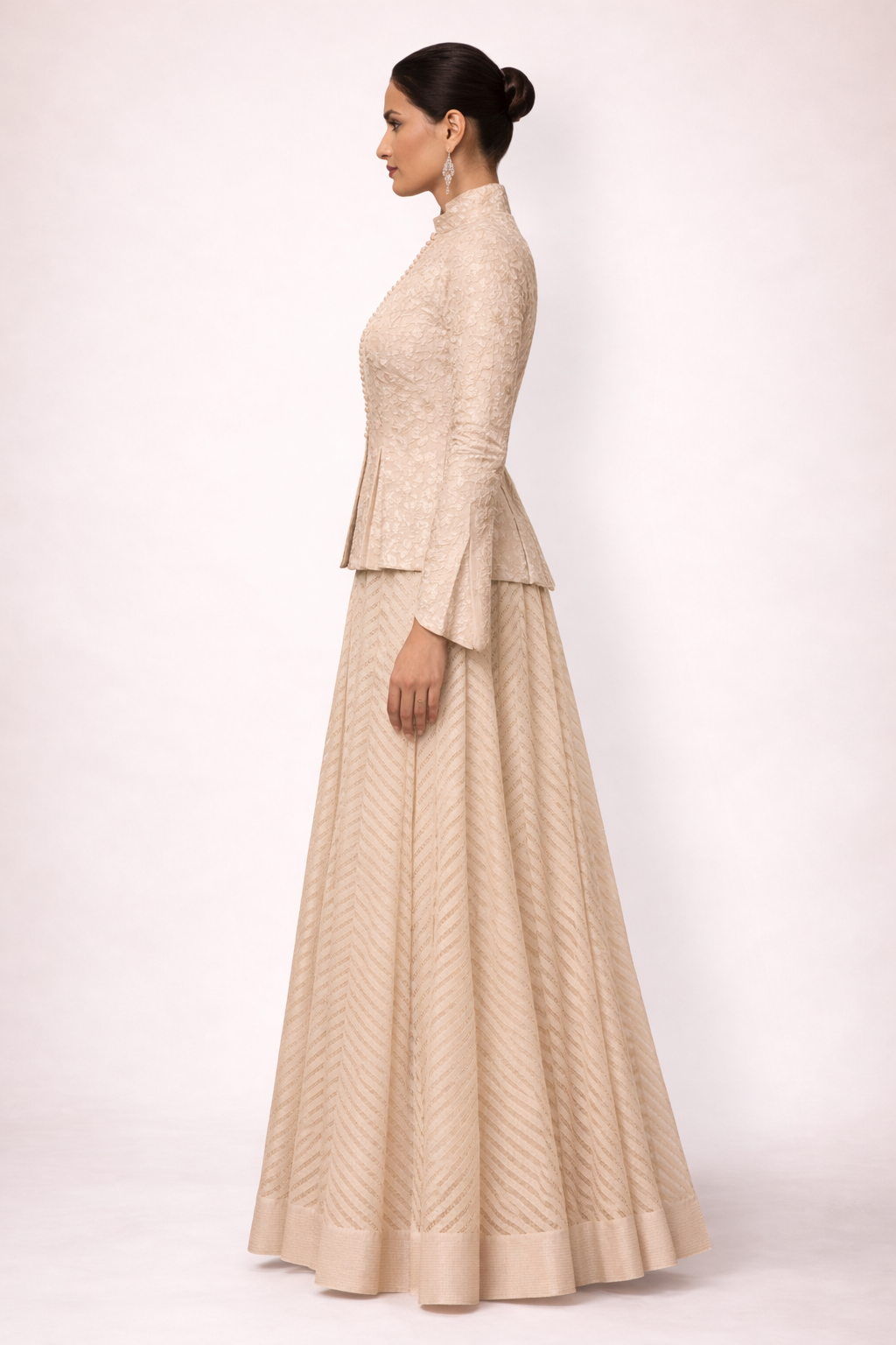 Elegant Ivory Cotton Silk Dress