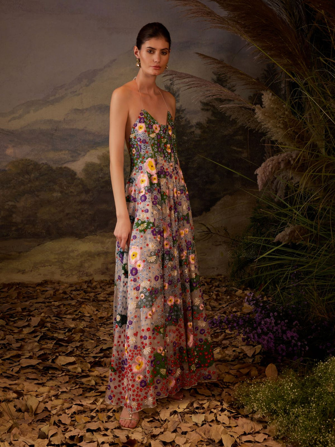 Floral Halter Neck Gown