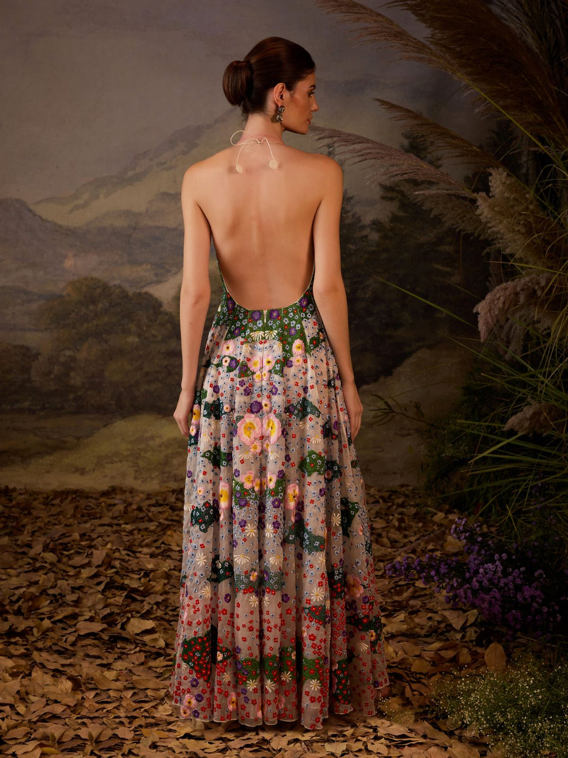 Floral Halter Neck Gown