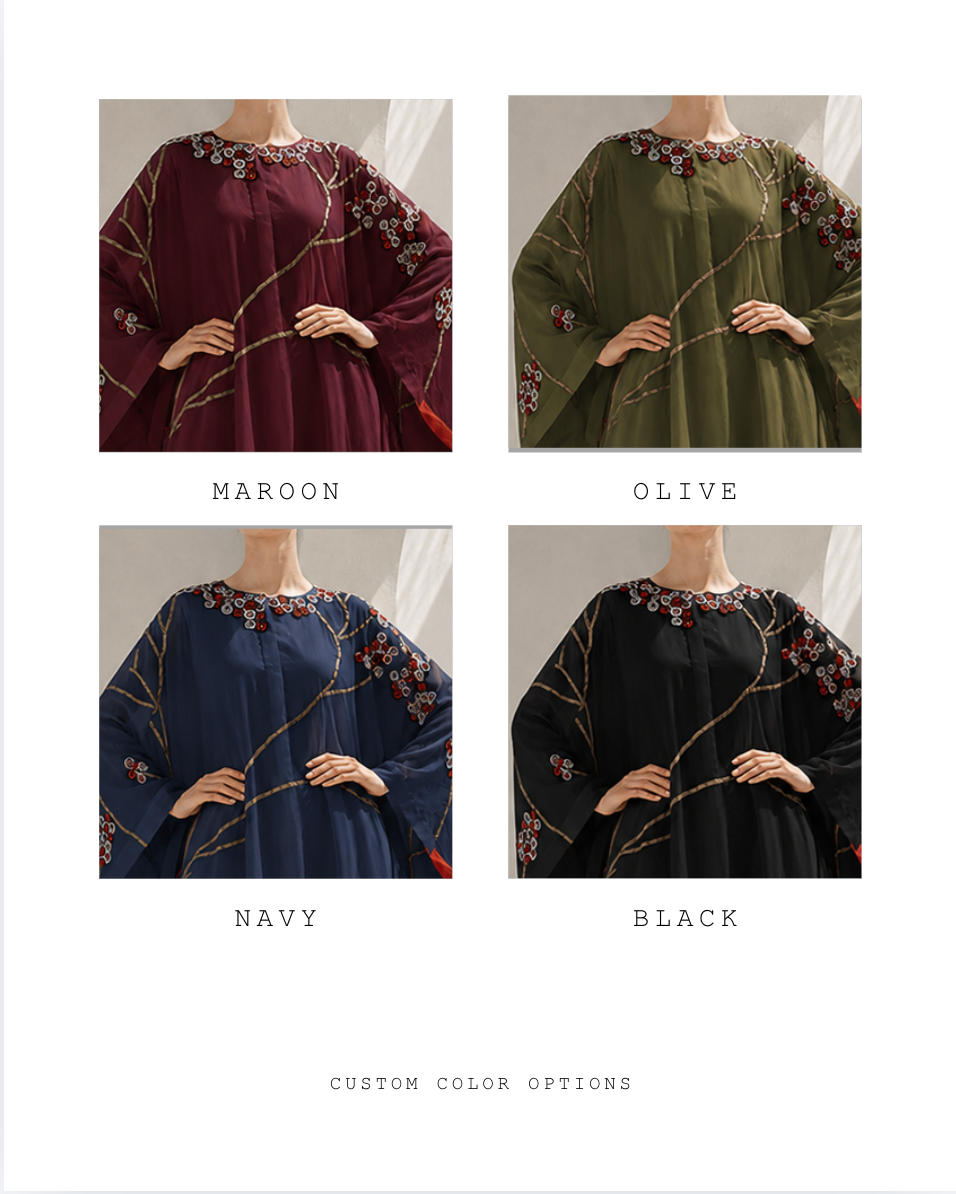 Asymmetric Embroidered Kaftan