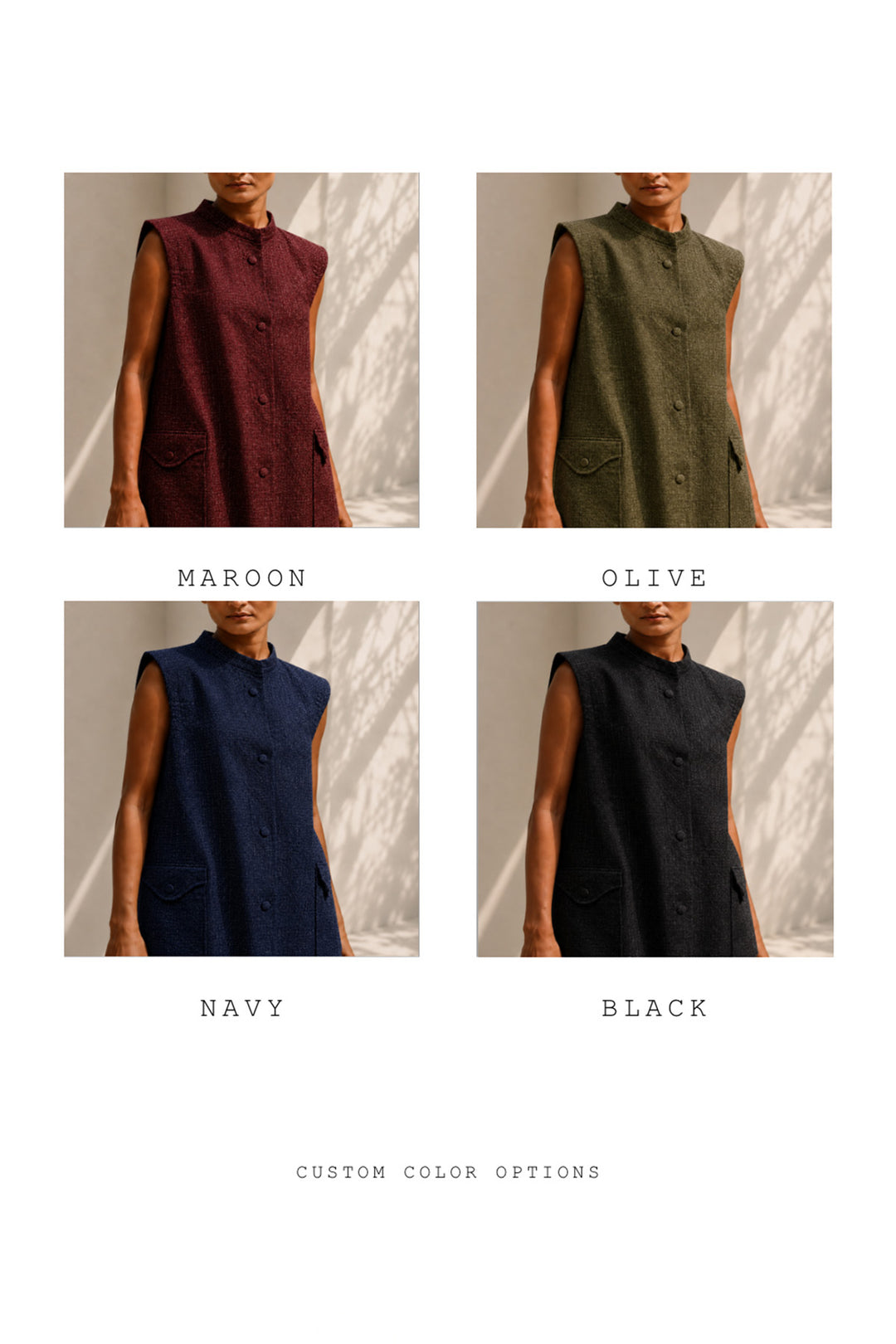 Natural beige utility inspired sleeveless overlay dress with functional detailing