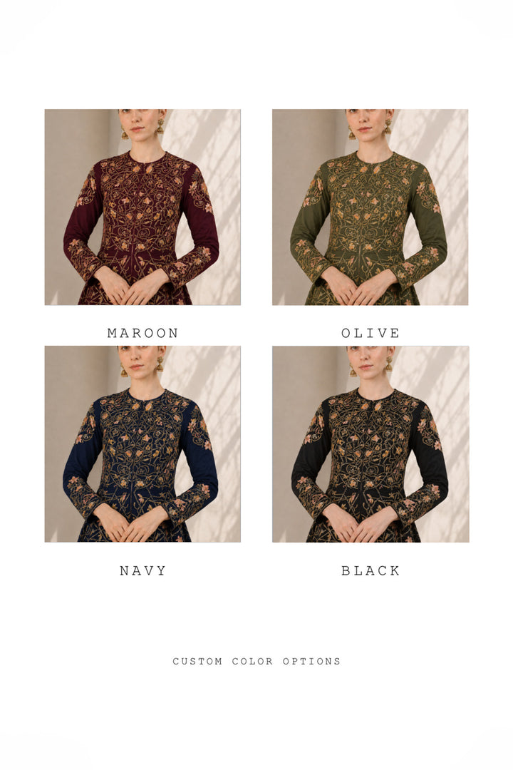 Ivory embroidered kurta set featuring a flattering fit-and-flare silhouette and refined artisanal detailing.