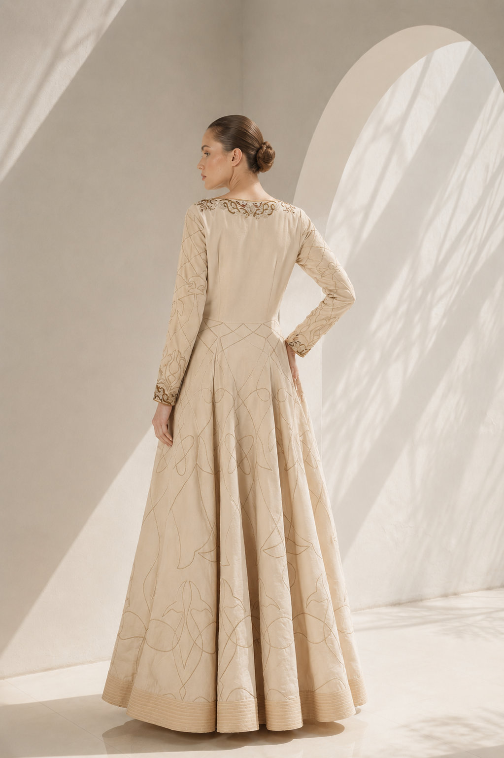Gold Panelled Kurta Crafted In Cotton Silk