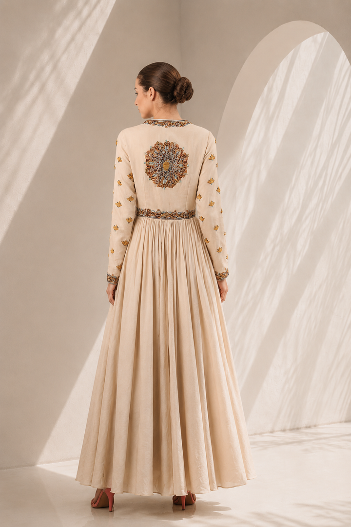 Ivory Floor-Length Choli Style Kurta