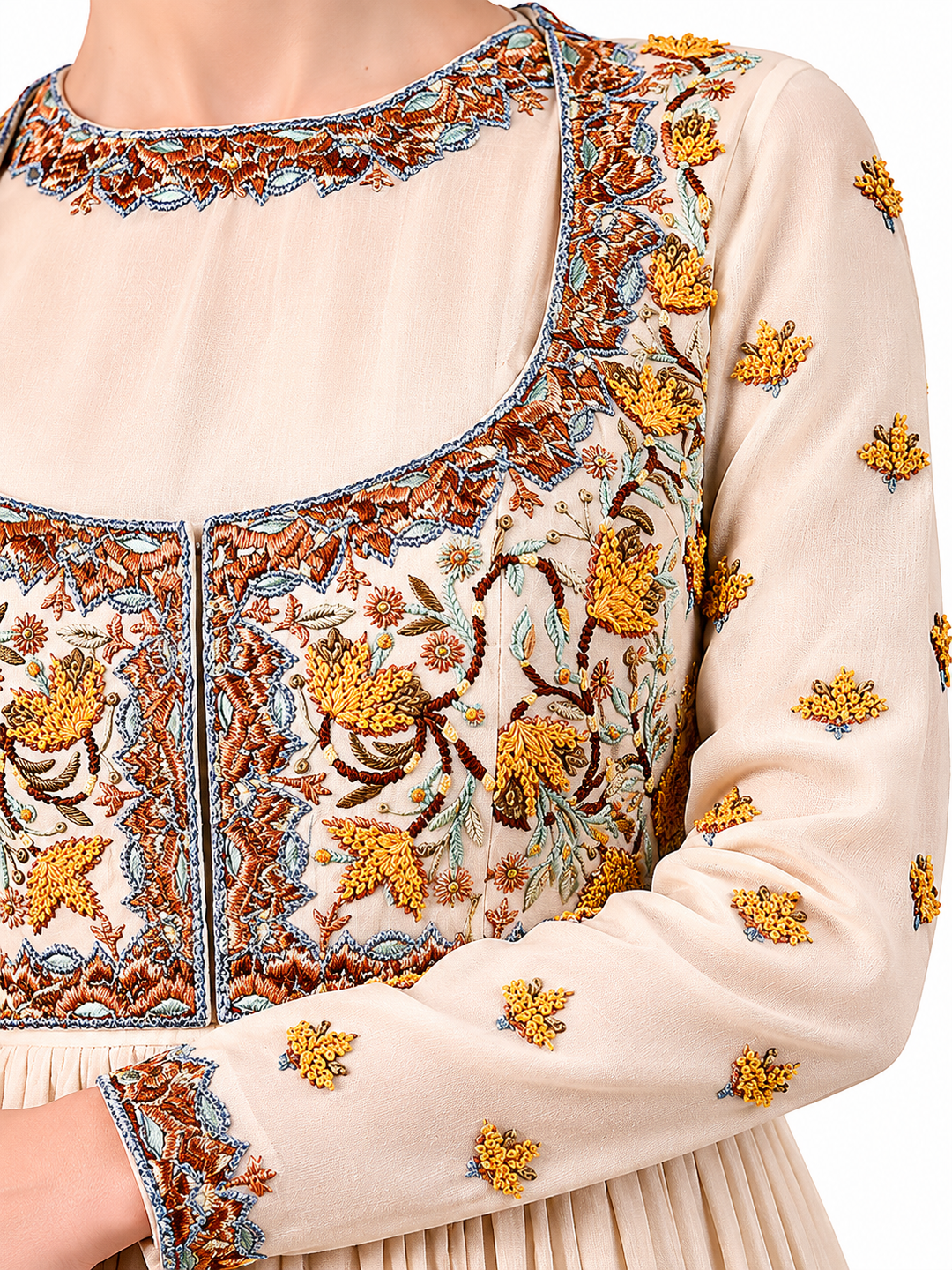 Ivory Floor-Length Choli Style Kurta