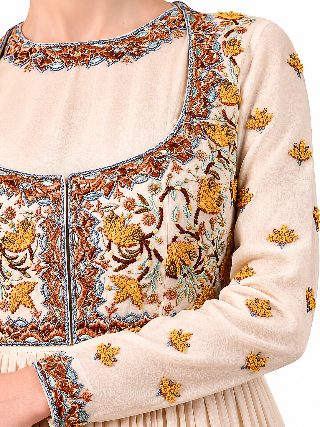 Ivory Floor-Length Choli Style Kurta