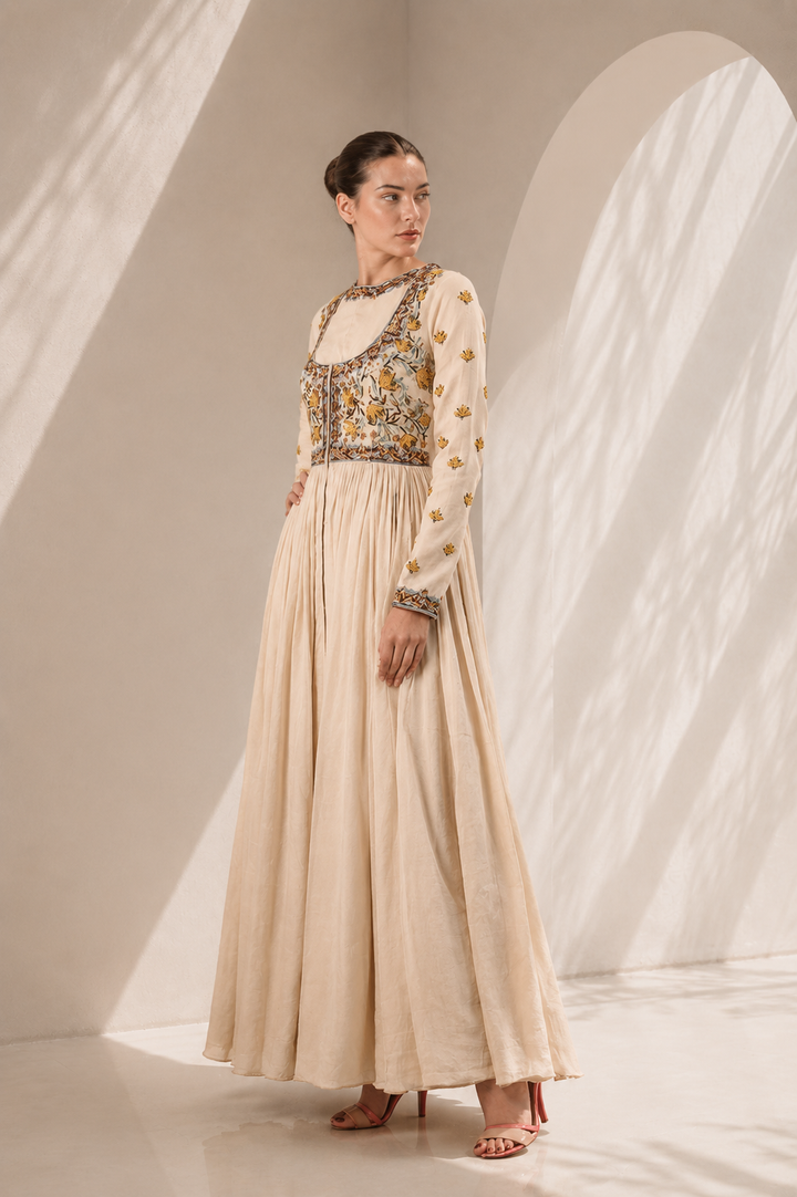Ivory Floor-Length Choli Style Kurta