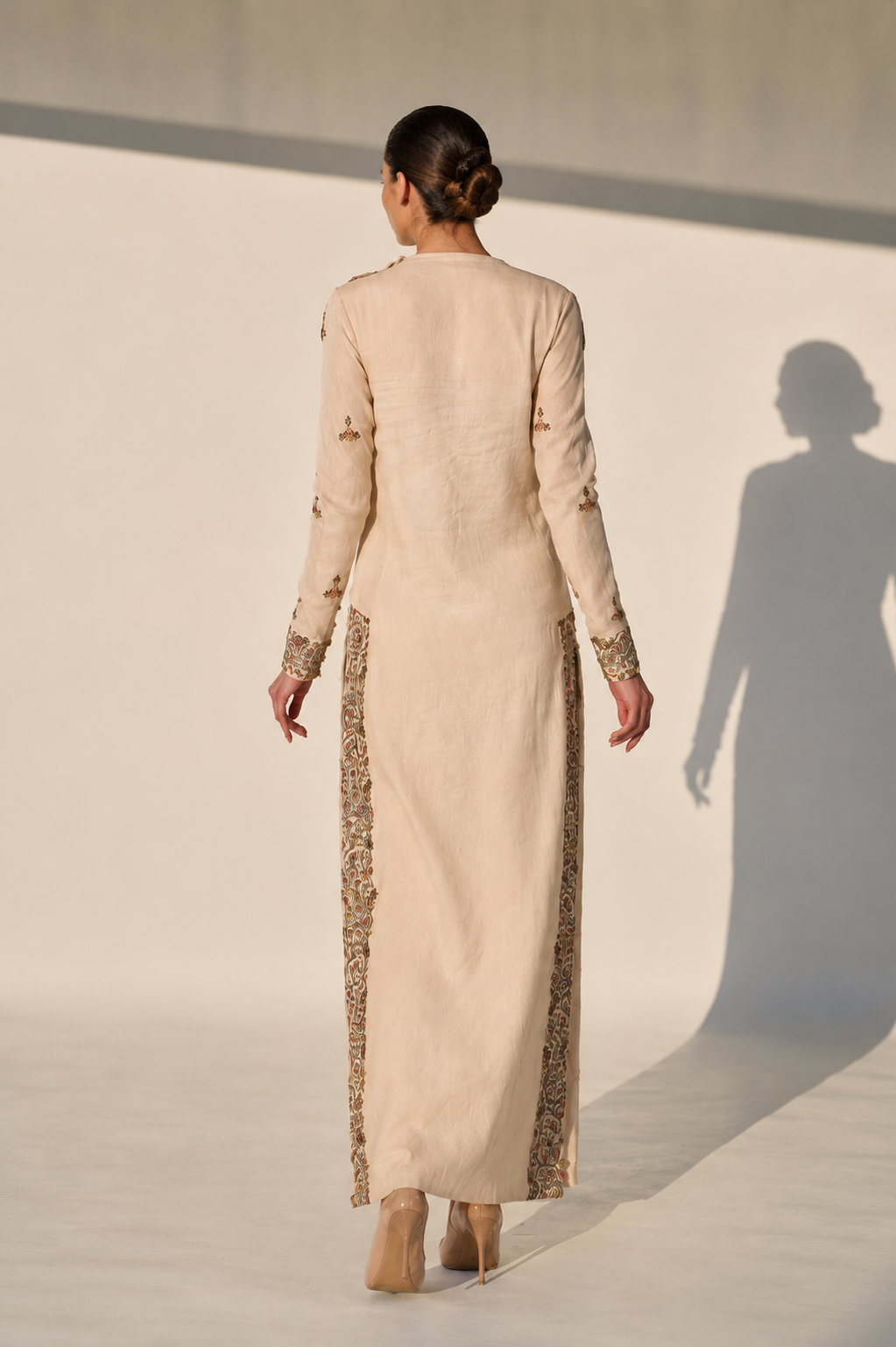 Beige Straight-Cut Ankle-Length Kurta Set