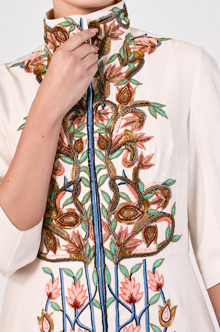 High-Collared Jacket Gown