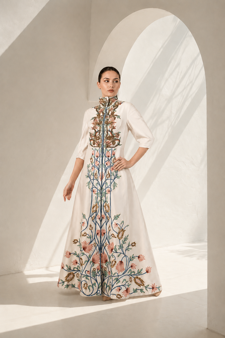High-Collared Jacket Gown