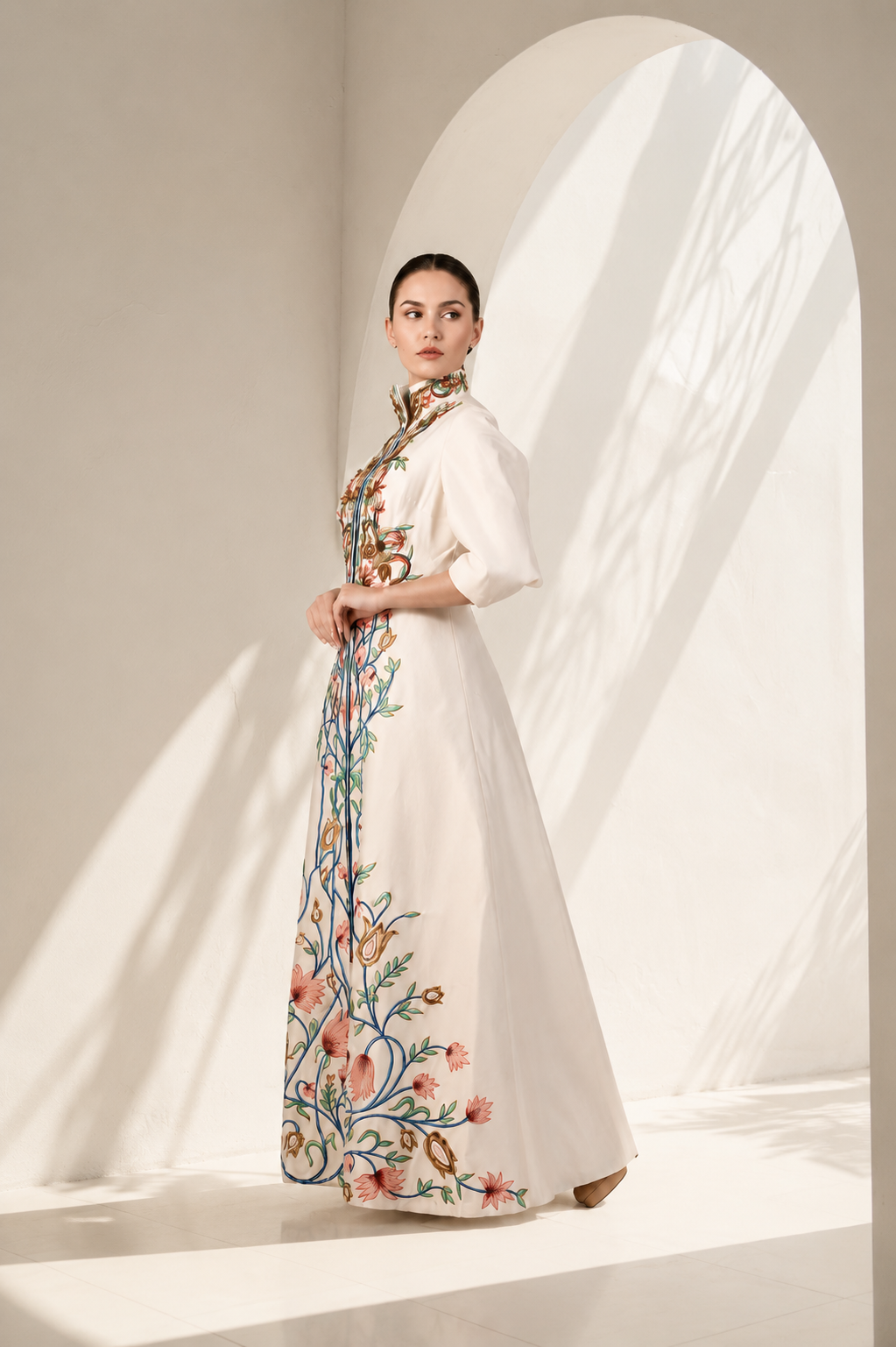 High-Collared Jacket Gown
