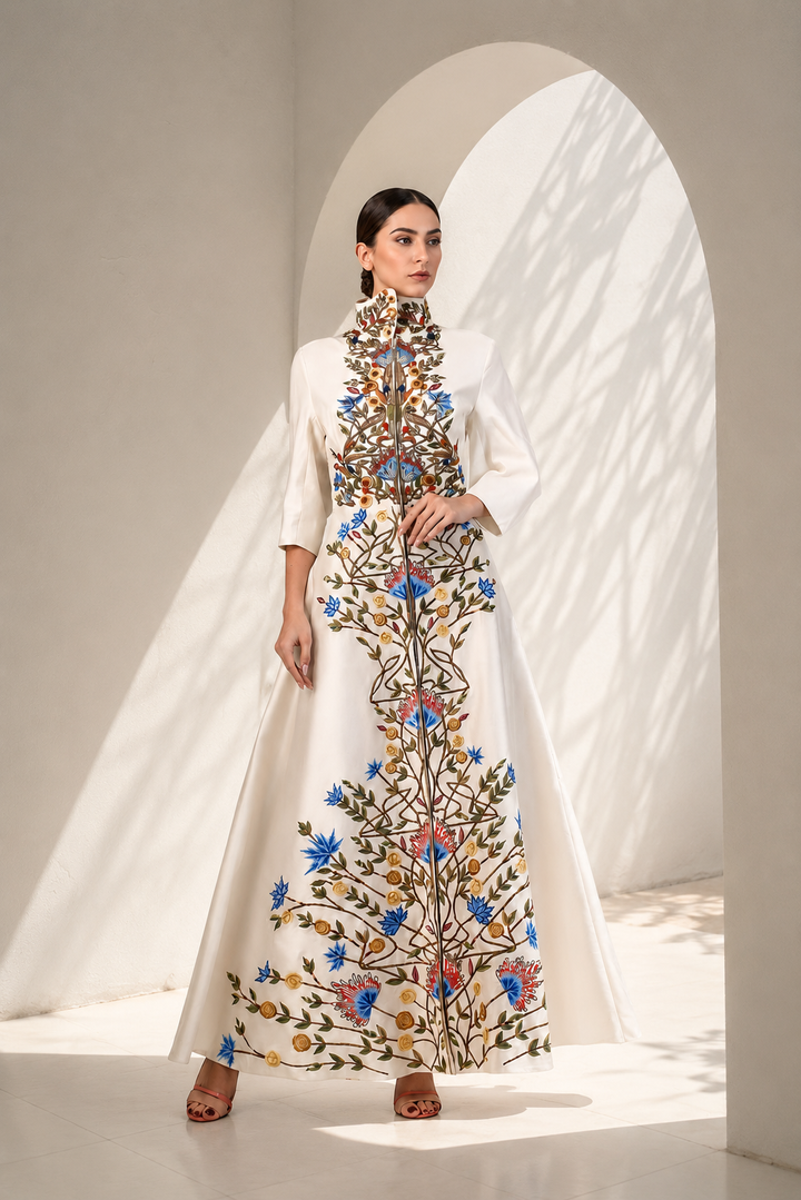 High-Collared Jacket Gown