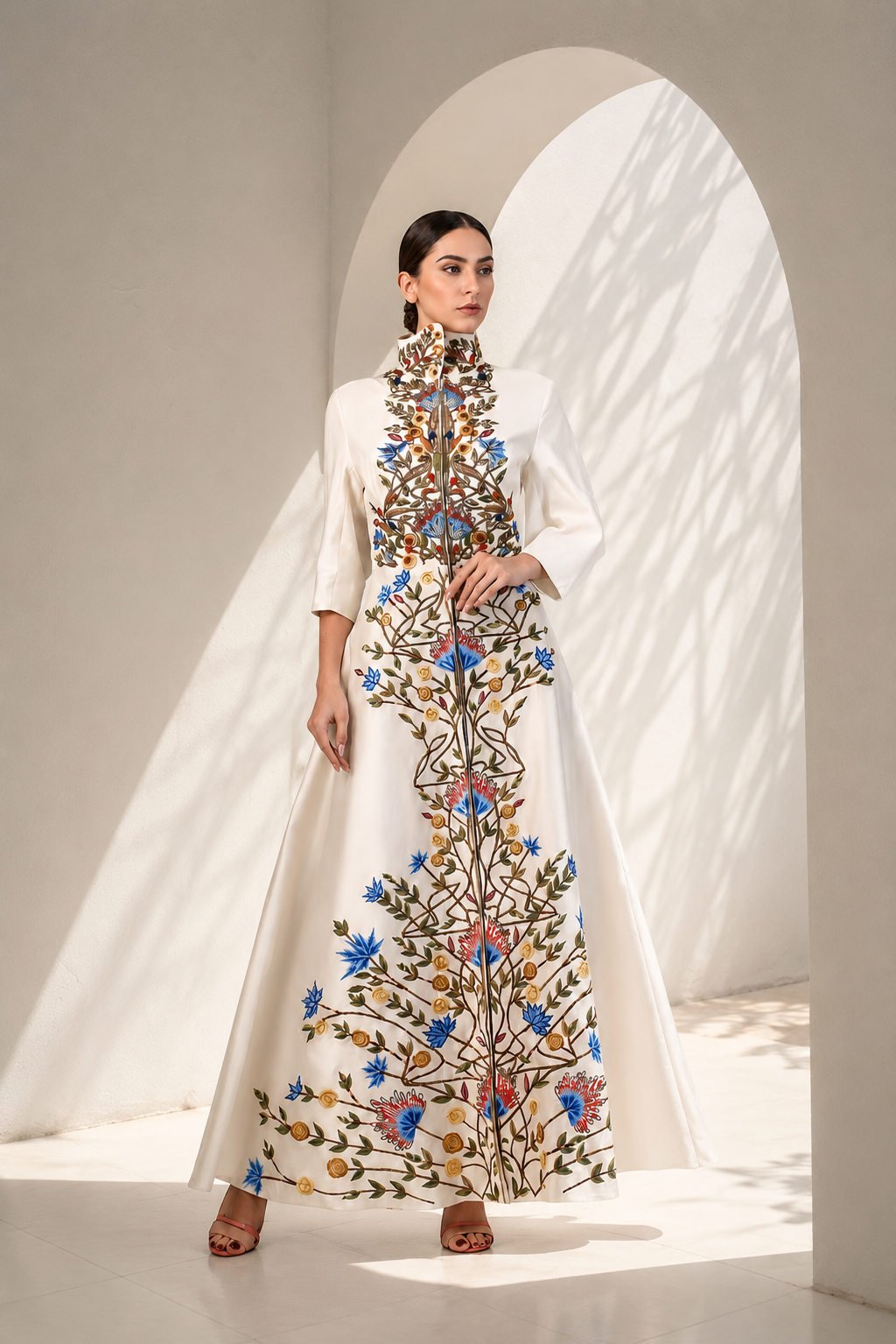 High-Collared Jacket Gown