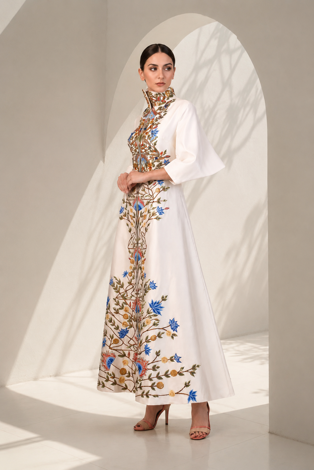 High-Collared Jacket Gown