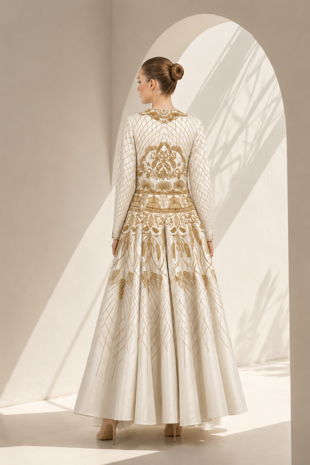 Embroidered Fit &amp; Flare Gown