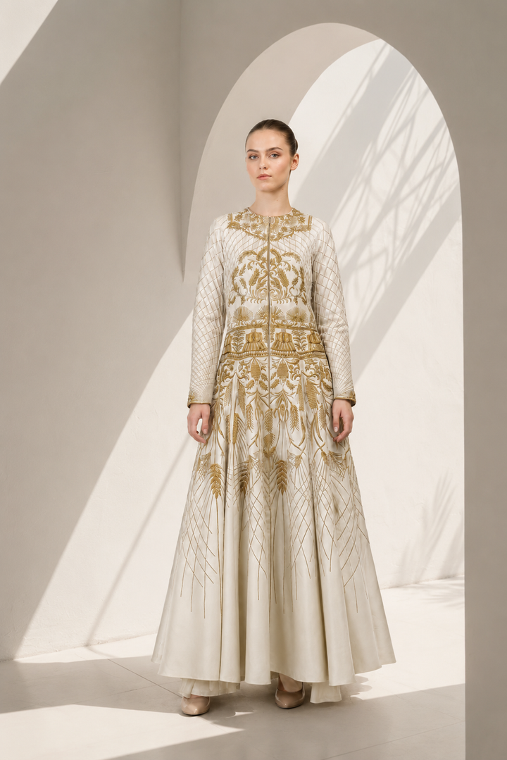 Embroidered Fit &amp; Flare Gown