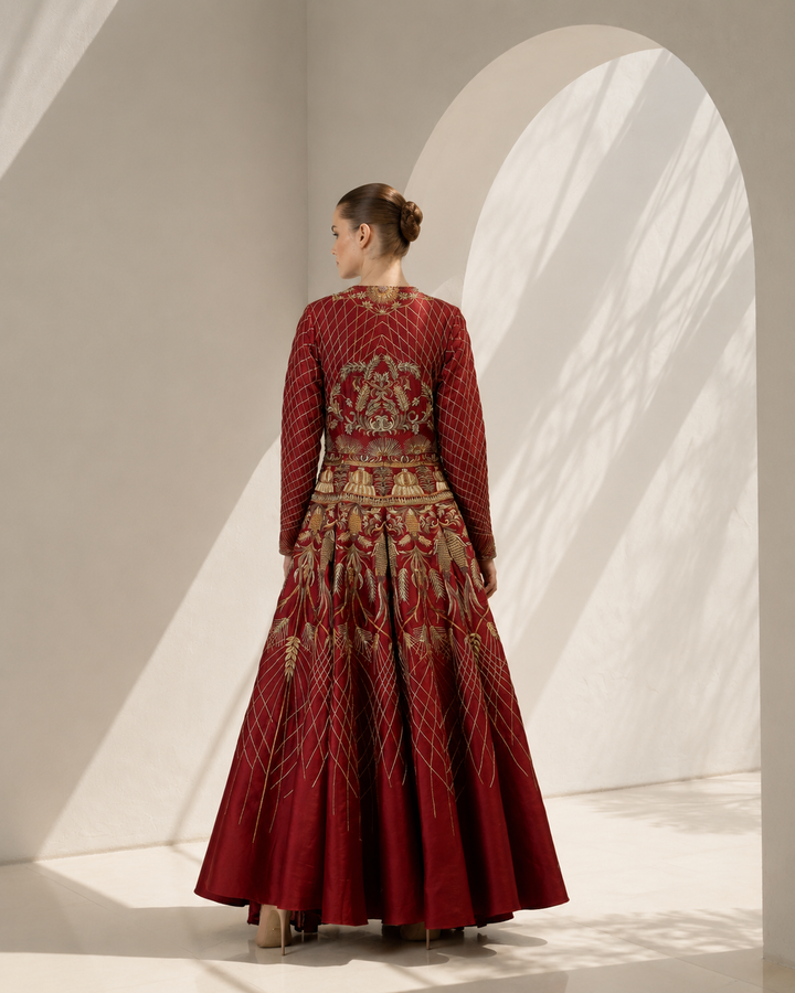 Red Embroidered Gown