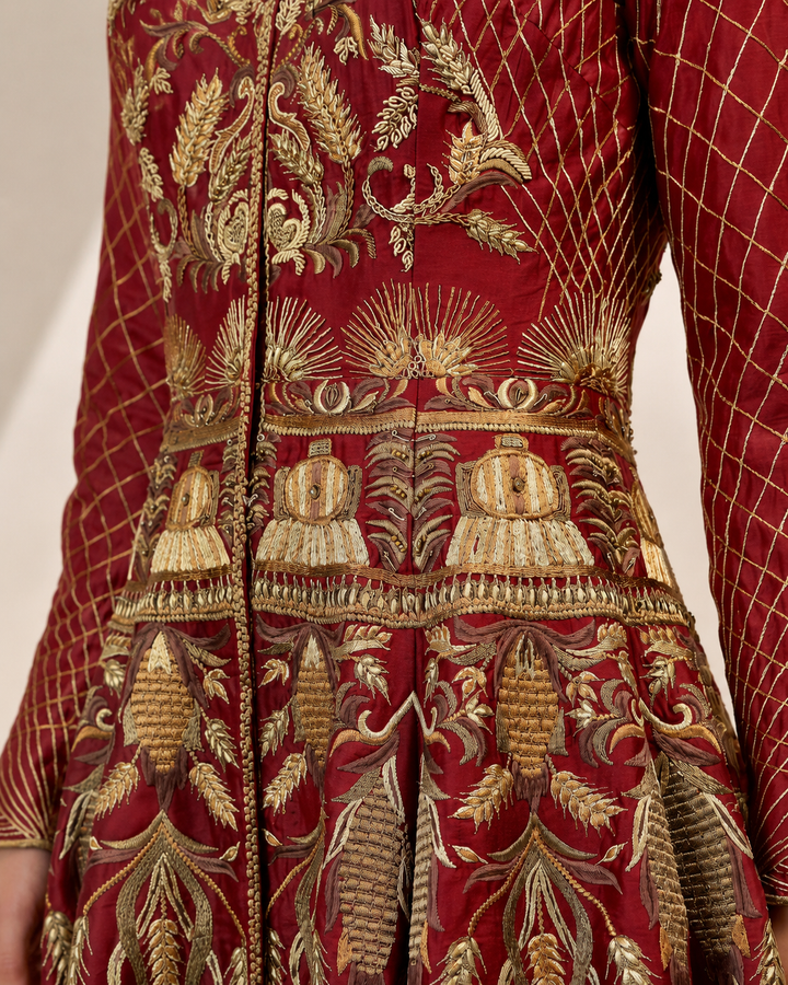 Red Embroidered Gown