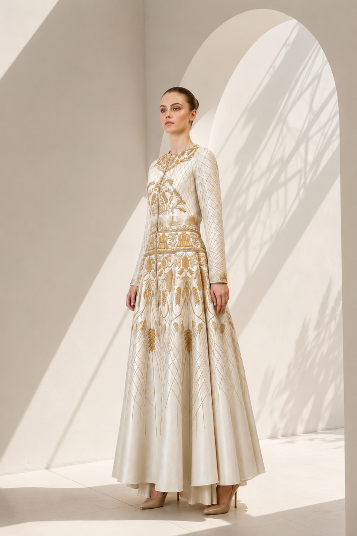 Embroidered Fit &amp; Flare Gown