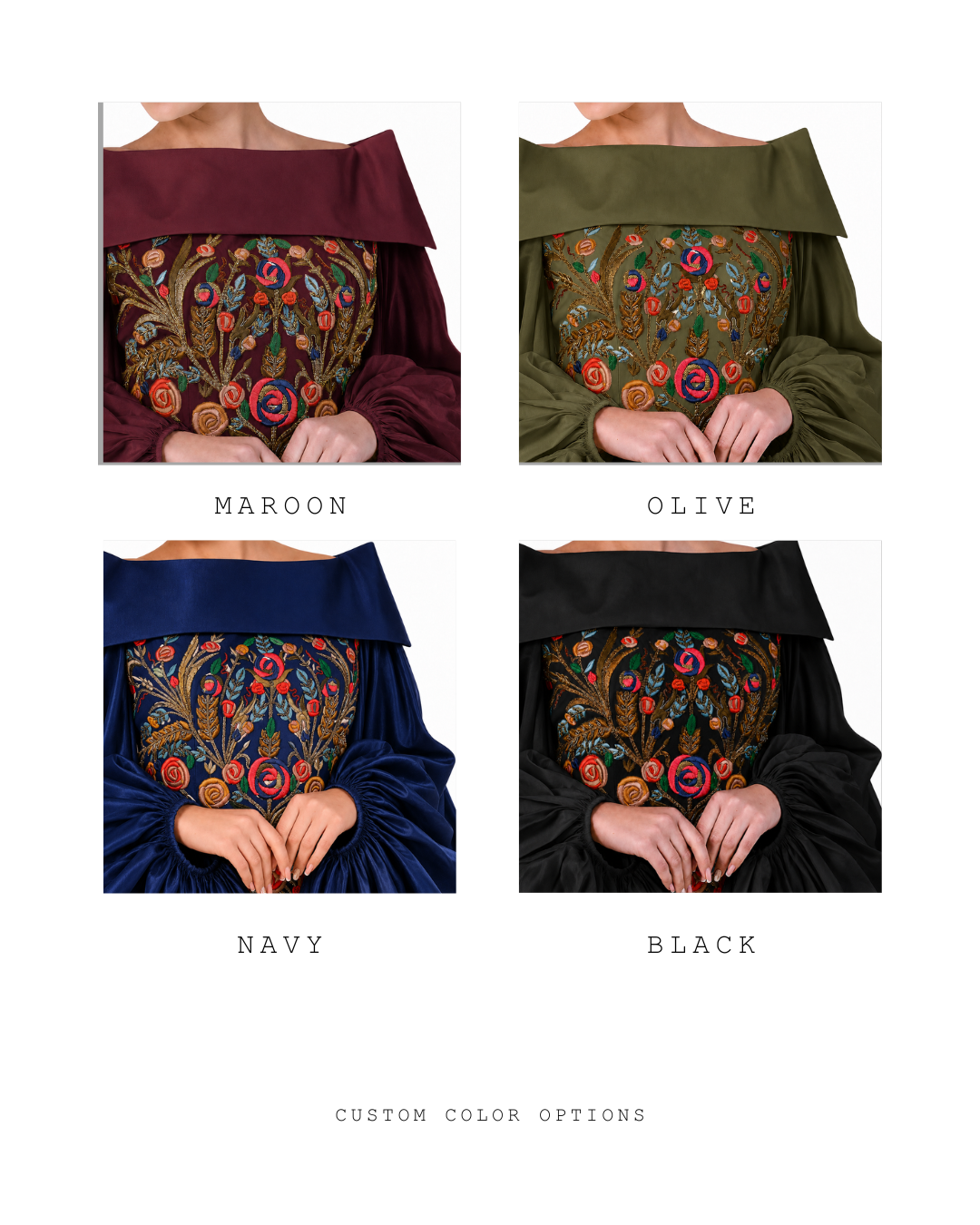 Embroidered Dress with big Balloon Sleeves and stylized neck