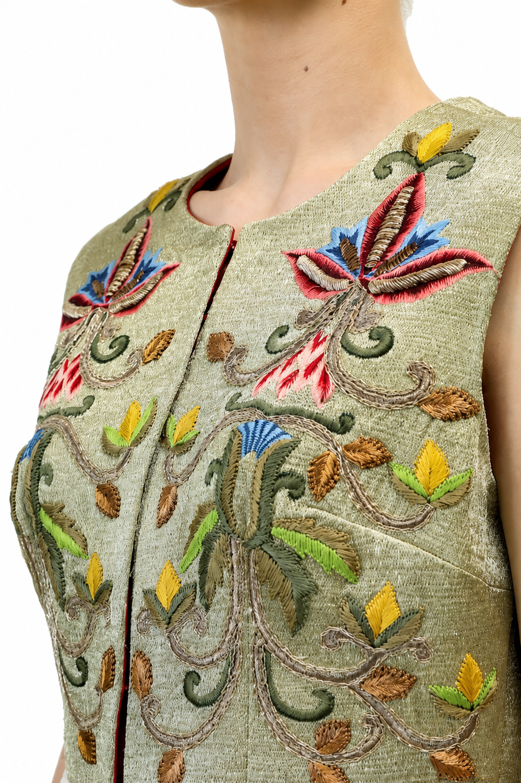 Yoke Embroidered Tiered Dress