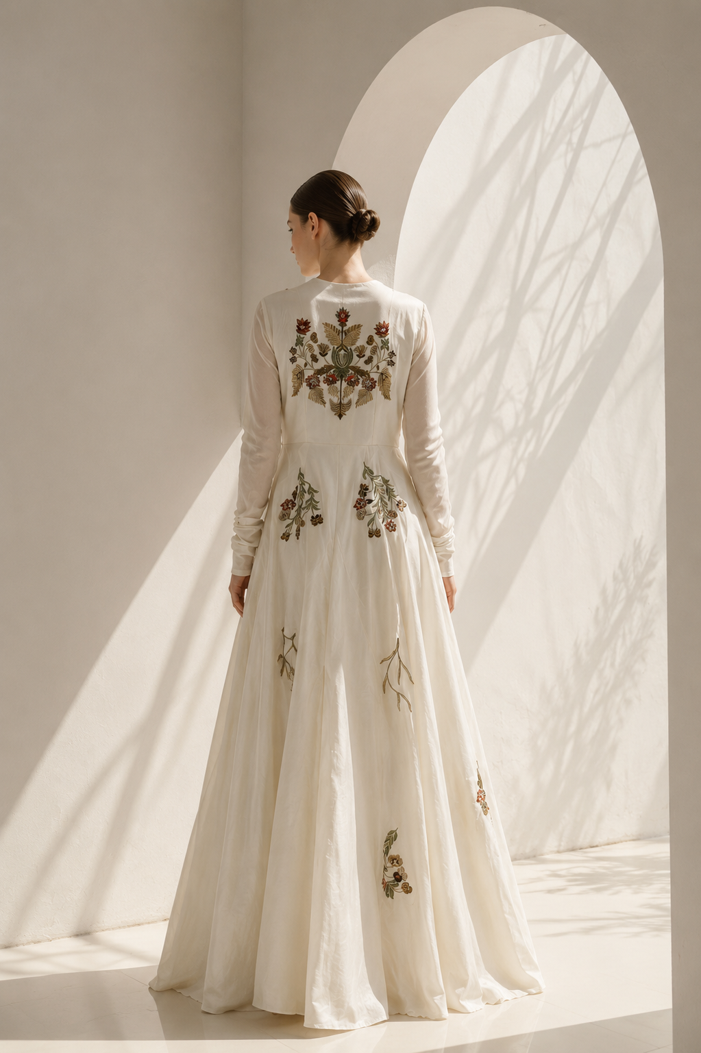 Round Neck Embroidered Gown