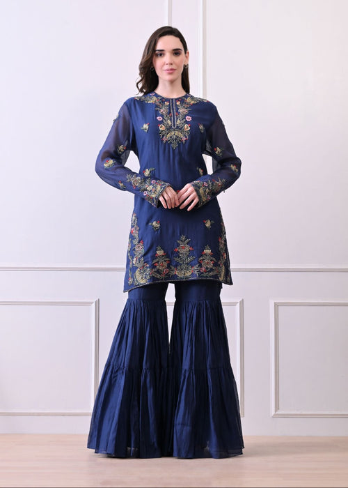 A blue kurti and palazzo set