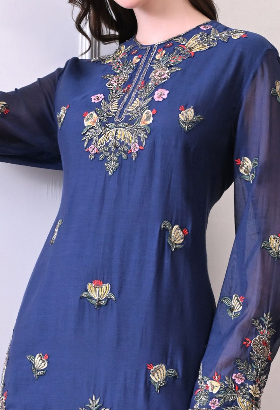 A blue kurti and palazzo set - samantchauhan Apparel & Accessories
