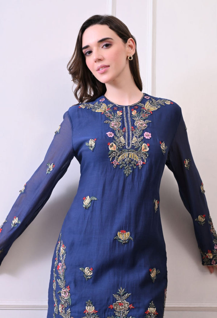 A blue kurti and palazzo set - samantchauhan Apparel &amp; Accessories