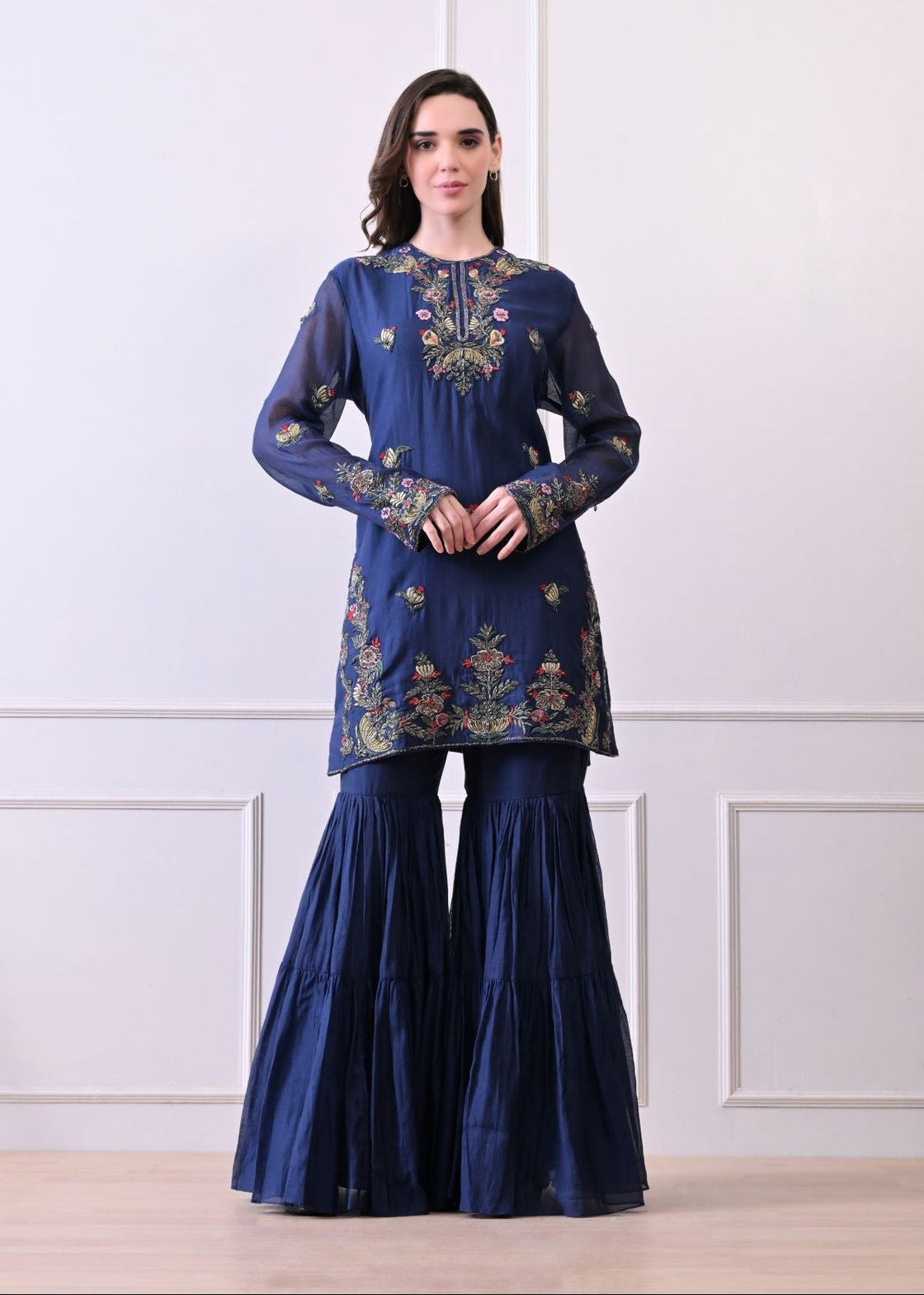 A blue kurti and palazzo set - samantchauhan Apparel & Accessories