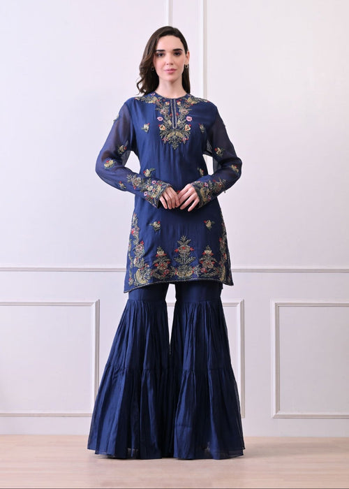 A blue kurti and palazzo set - samantchauhan Apparel & Accessories