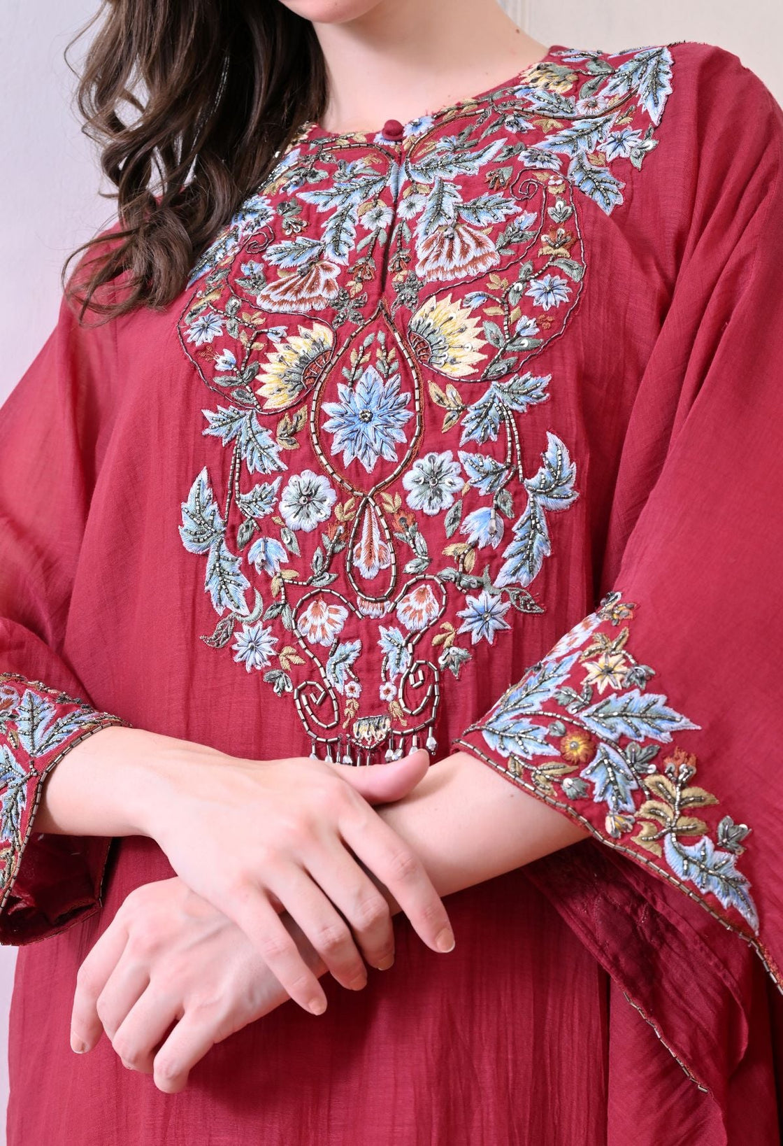 A comfortable yet elegant maroon kaftan - style dress - samantchauhan Apparel & Accessories