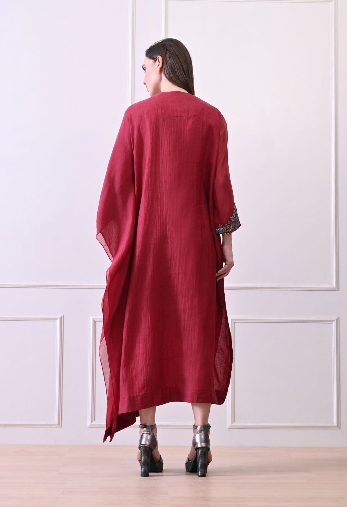 A comfortable yet elegant maroon kaftan - style dress - samantchauhan Apparel & Accessories
