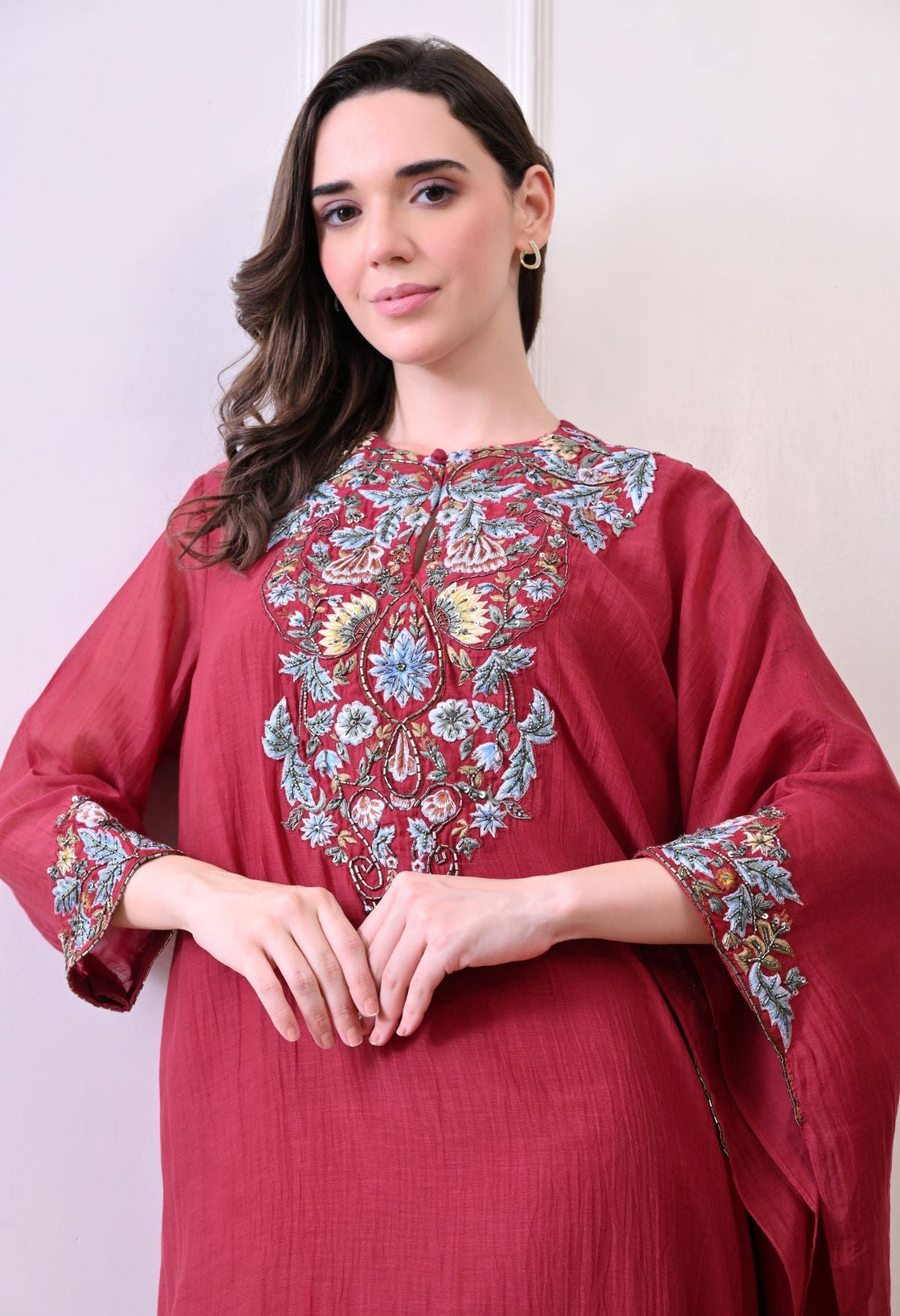 A comfortable yet elegant maroon kaftan - style dress - samantchauhan Apparel & Accessories