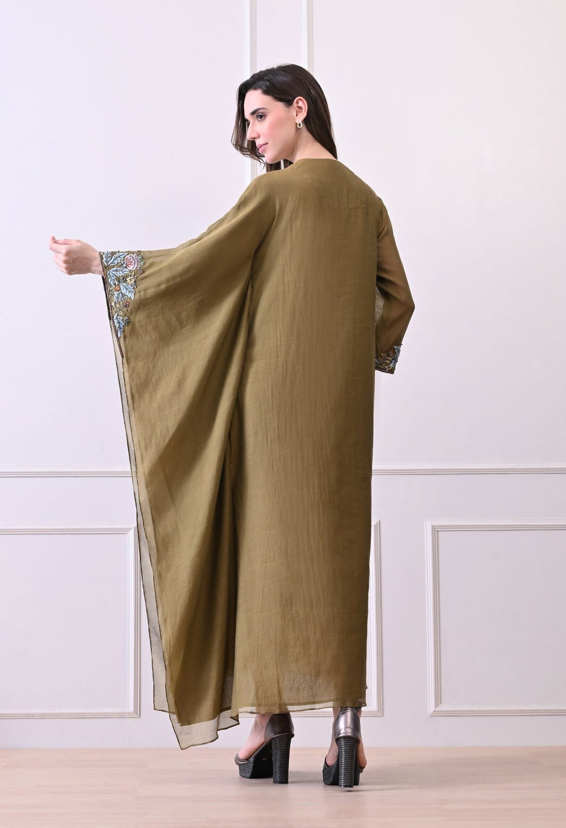 A comfortable yet elegant olive kaftan - style dress - samantchauhan Apparel & Accessories