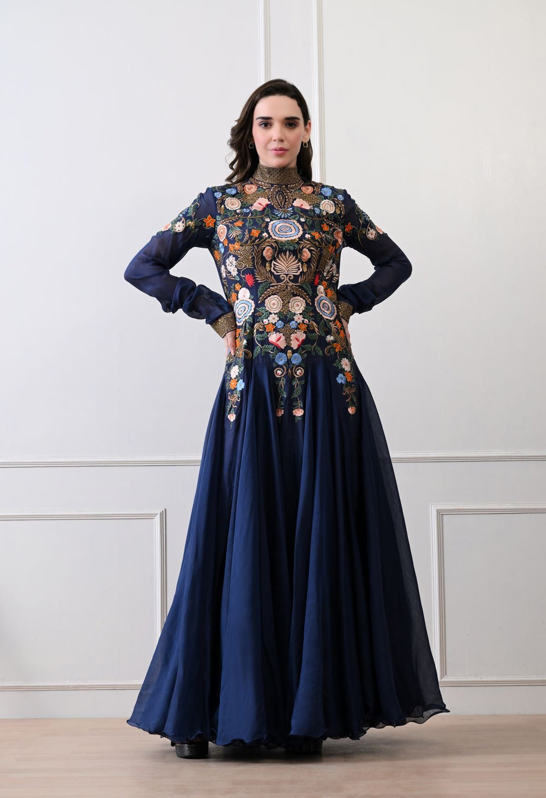 A elegant black floor - length anarkali - style dress - samantchauhan Apparel & Accessories