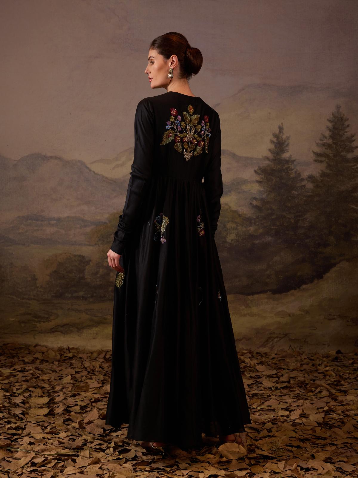 A elegant black floor - length anarkali - style dress - samantchauhan Apparel & Accessories