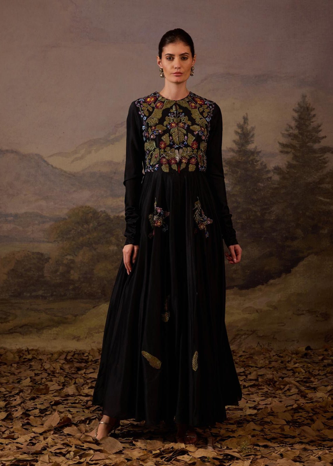 A elegant black floor - length anarkali - style dress - samantchauhan Apparel & Accessories