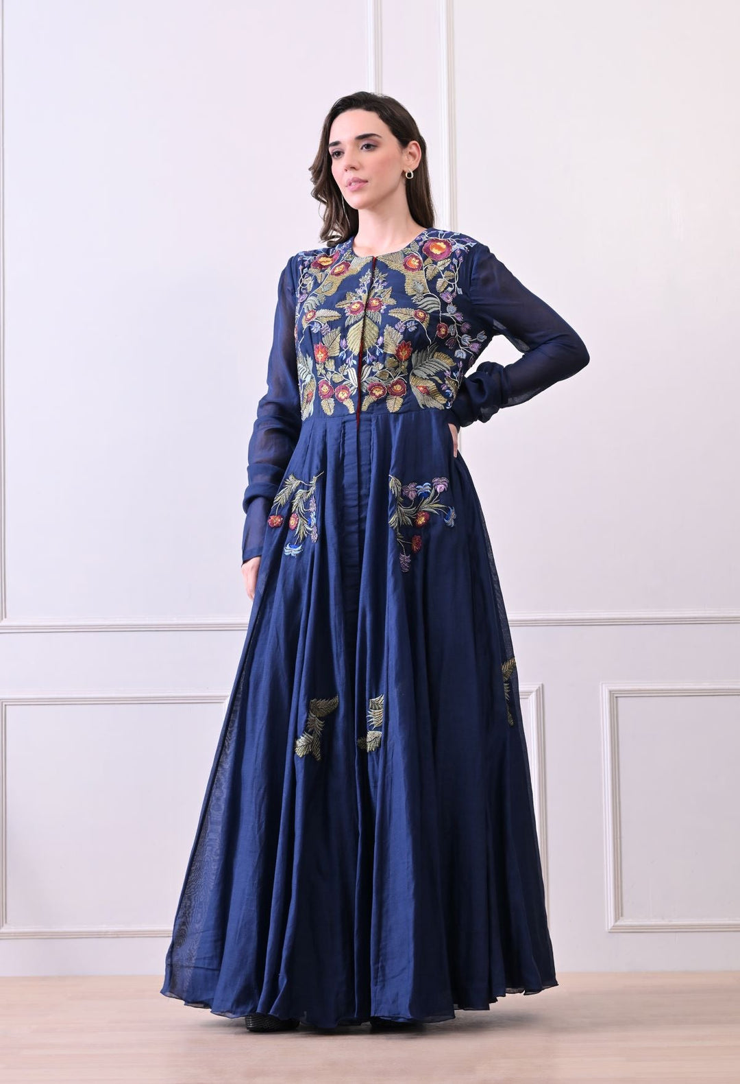 A elegant blue floor - length anarkali - style dress - samantchauhan Apparel &amp; Accessories