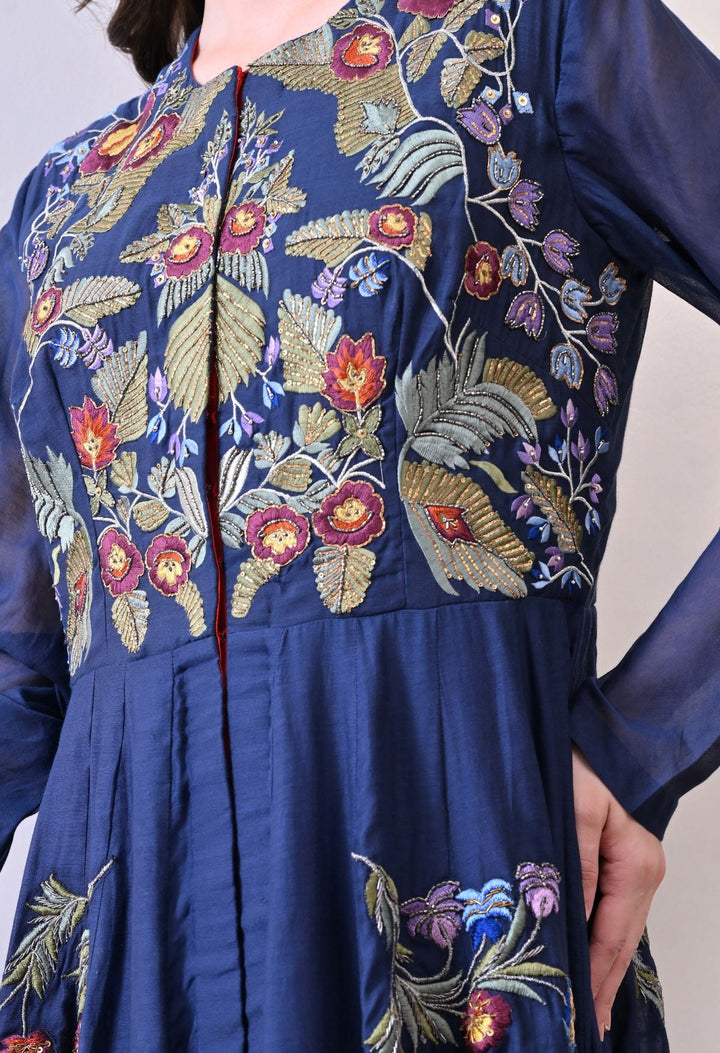A elegant blue floor - length anarkali - style dress - samantchauhan Apparel &amp; Accessories